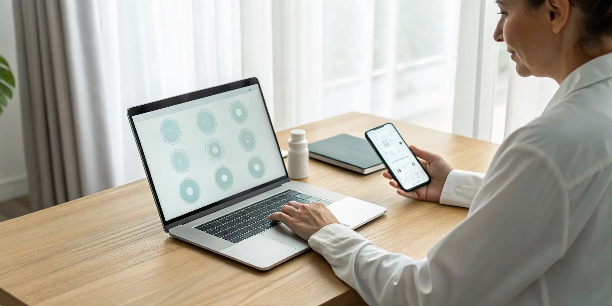 Woman on a laptop booking a session for trauma healing.