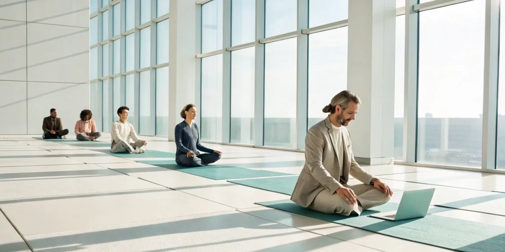 A group learns how to regulate the nervous system with polyvagal exercises.